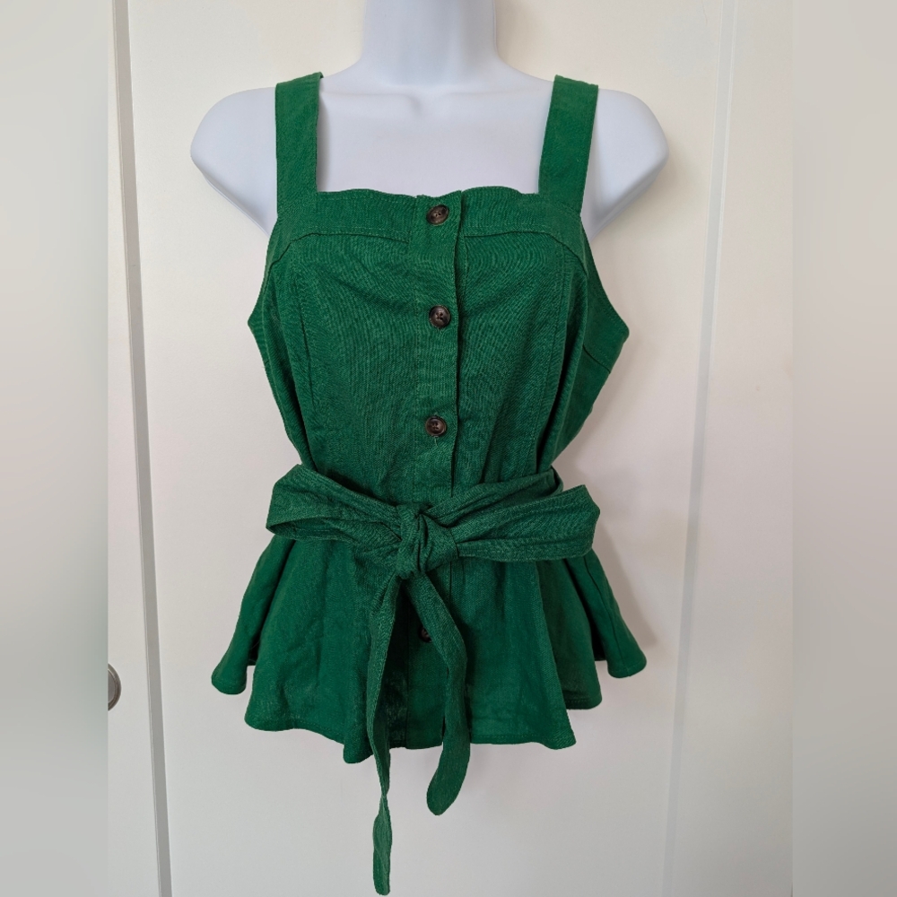 Who What Wear Green Button-Down Blouse